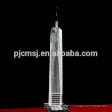 2015 Exquisited 3d Kristall f Turmmodell, alle Glas Freedom Tower für New York Souvenir